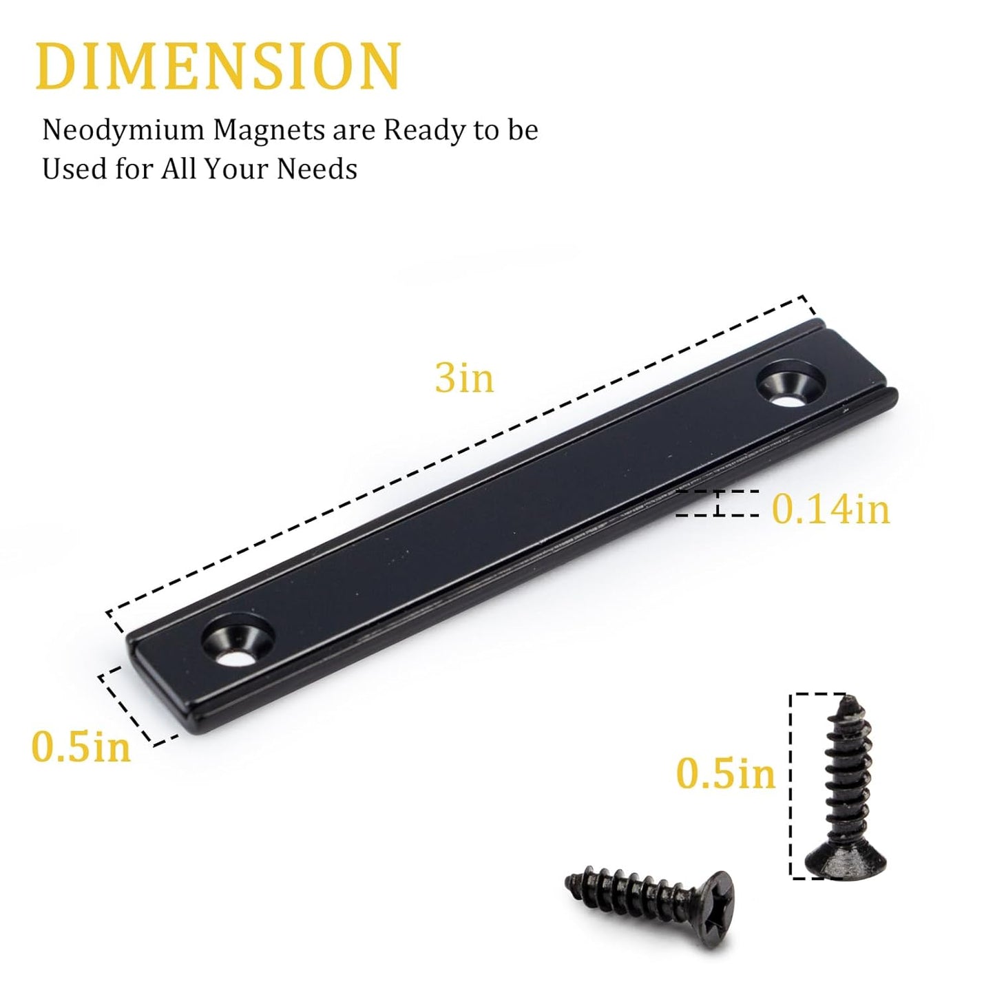 Rectangular Pot Magnets Heavy Duty with Countersunk Hole, Strong Neodymium Industrial Strength Rare Earth Magnets with Screws (12P, Black)