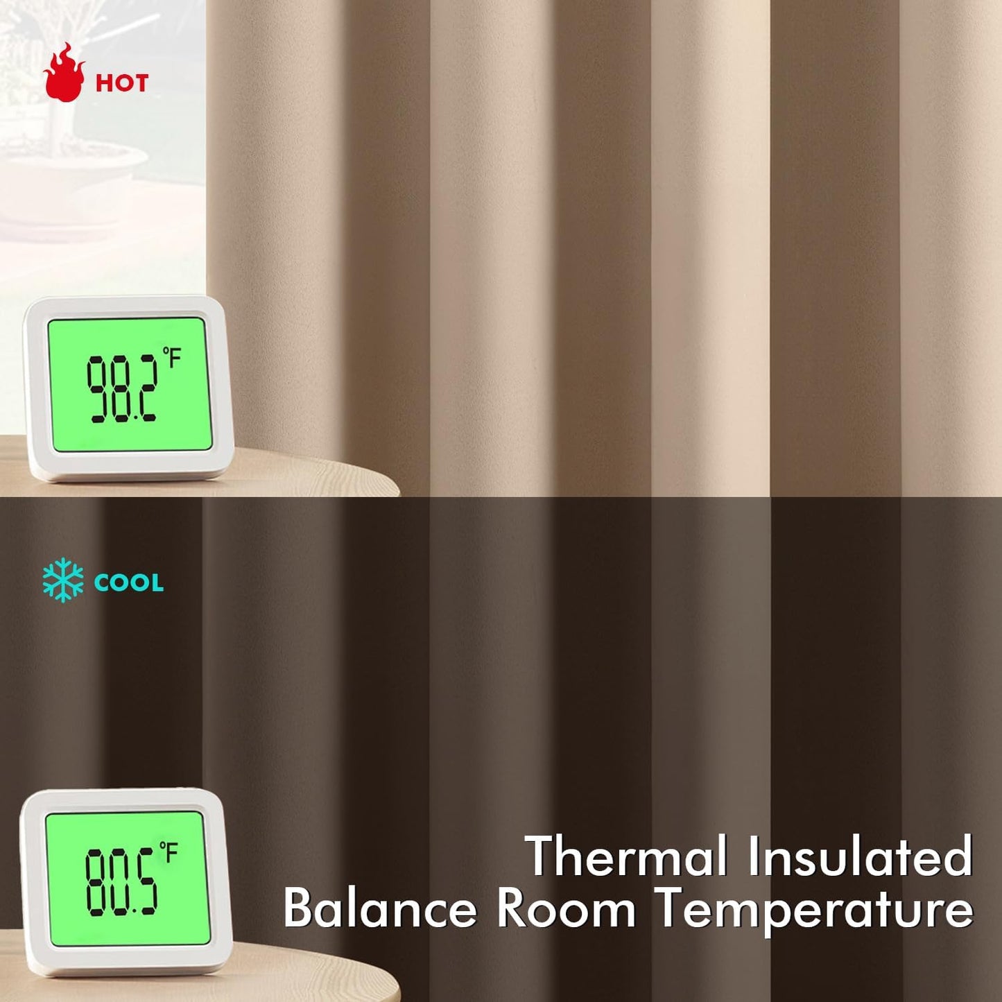 MIULEE Beige Blackout Curtains - Bedroom Window Treatment Curtains Thermal Insulated Room Darkening Drapes for Living Room Kitchen Grommet Top Light Blocking Drapery, 40 x 54 Inches Long, 2 Panels