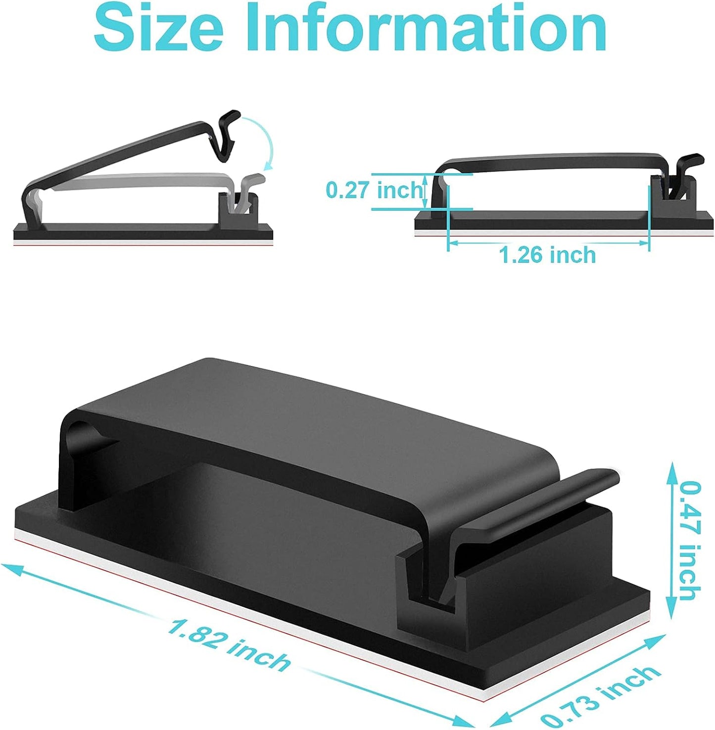 Under Desk Cable Management Clips, Wire Organizer Clips for PC Network Cable Mamagement, Large Adhesive Cable Clips Wire Holders (Computer, TV, Ethernet, Electric Wires), White, 20 PCS