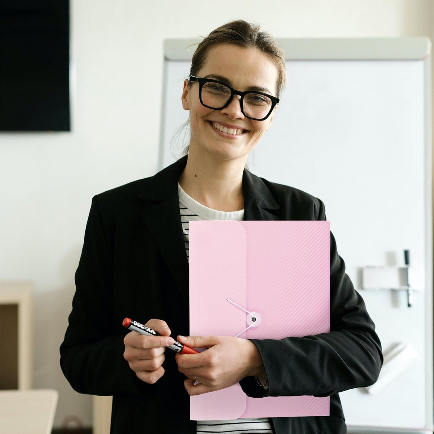 SKYDUE Pink School Office Supplies, Accordion File Organizer - 7 Pocket Letter Size Expanding Folder for School & Office - Portable Document Organizer