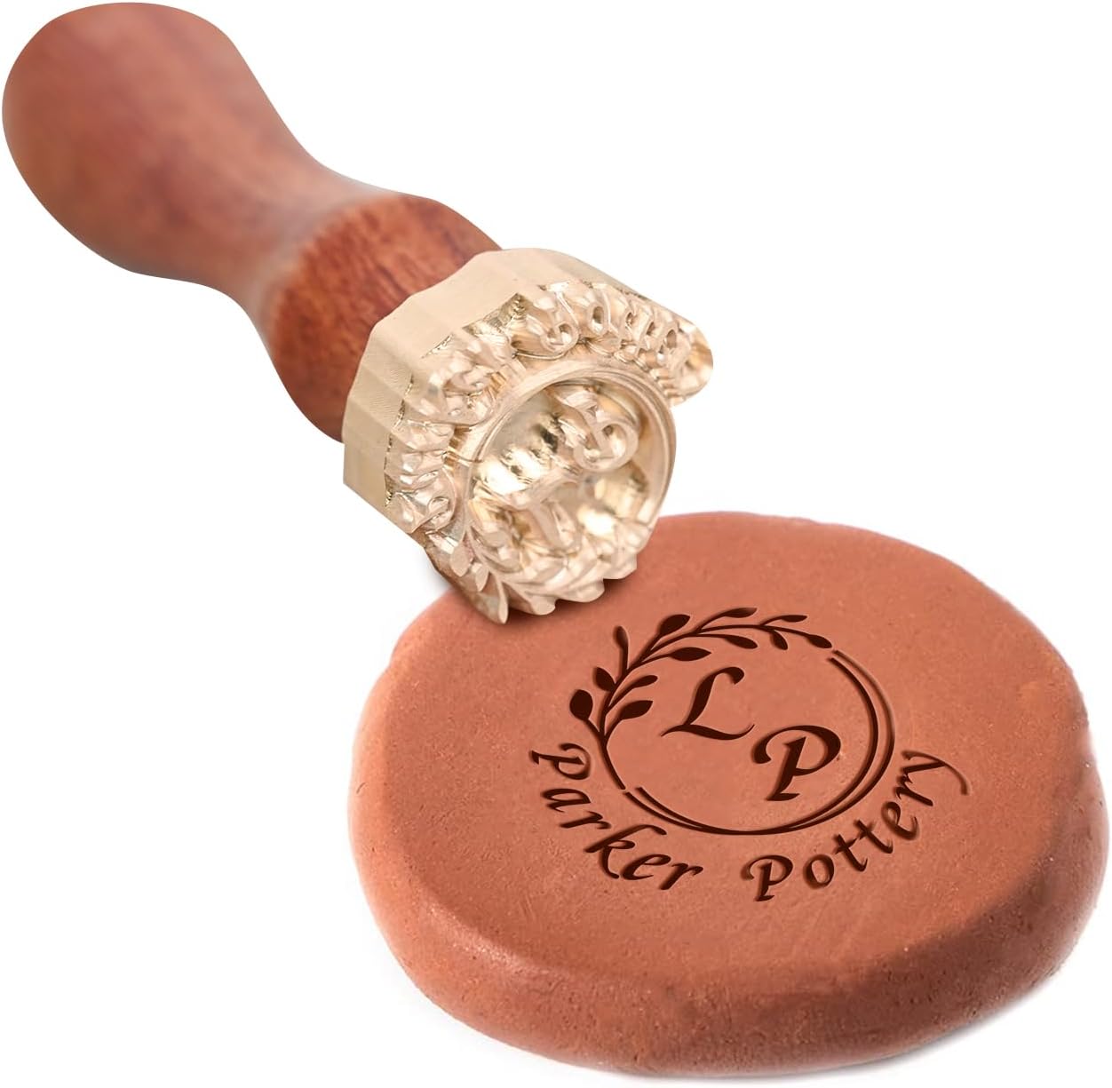 KAINSY Custom Pottery Stamp, Personalized Letter Stamp for Clay with Own Design, Create Unique Imprints in Pottery, Potters Crafted Lovers Gift, Polymer Clay Tools (1.5 inches)