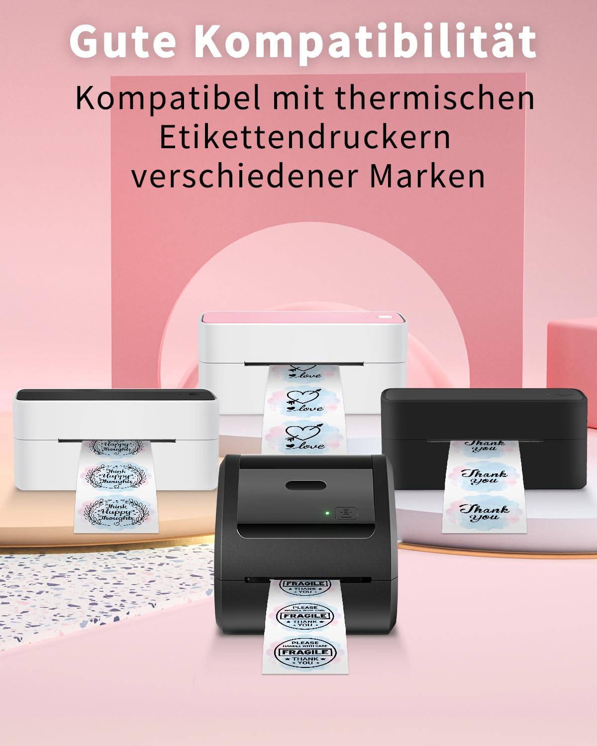 Phomemo 2" Pink Round Label Stickers Roll for 4X6 Thermal Label Printer for Small Business Supplies - 750pcs / Roll - Commercial Grade Thermal Labels for Custom Stickers Personalized & Business Logo