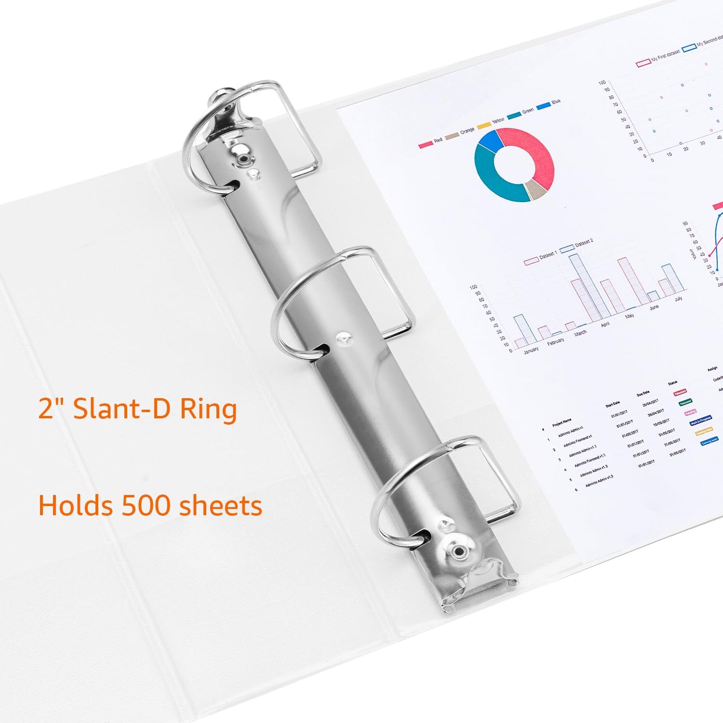 Amazon Basics 3 Ring Binders, 2 Inch, 4 Pack, D-Ring Organizer for School, Home Office, White