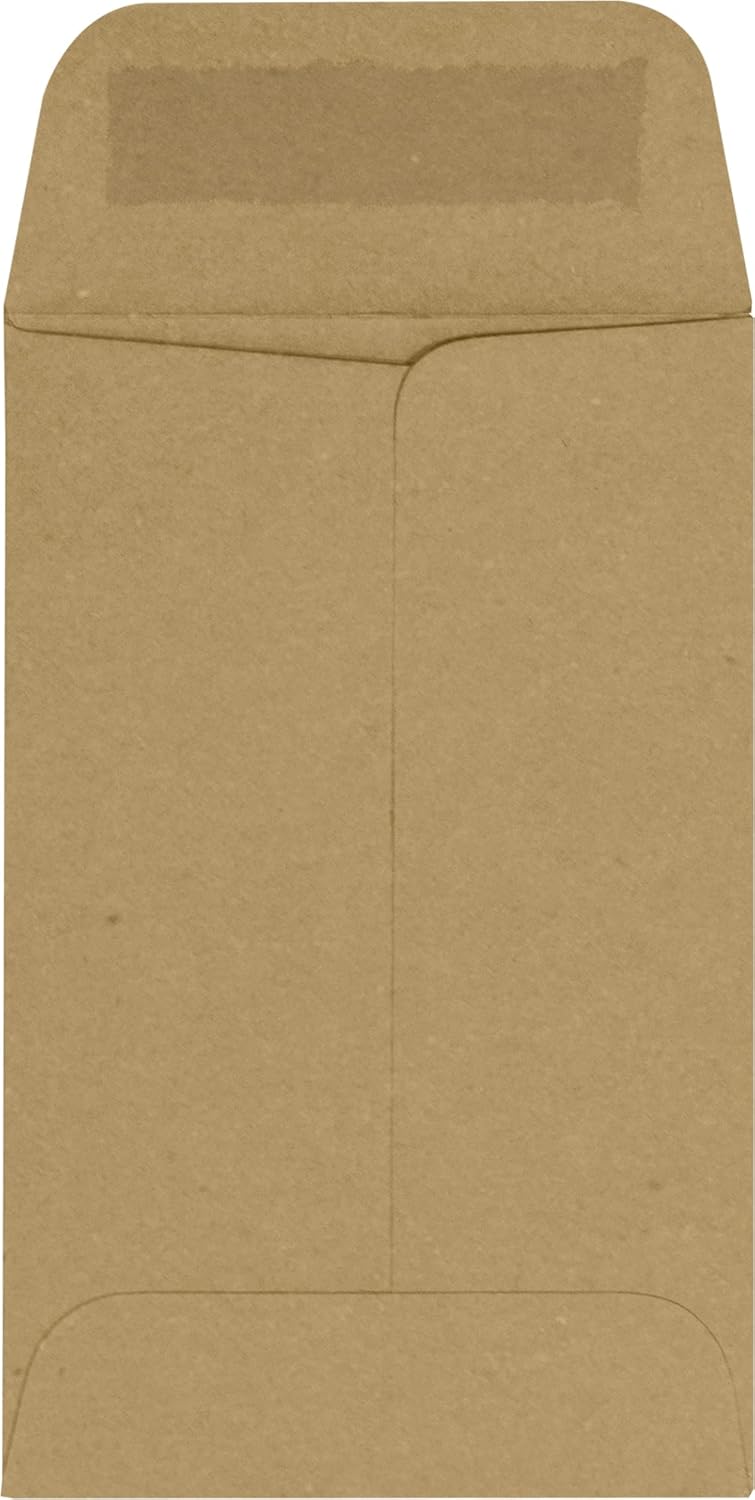LUXPaper #1 Coin Envelopes | 2 1/4" x 3 1/2" | Grocery Bag Brown | 70lb. Text | 50 Qty