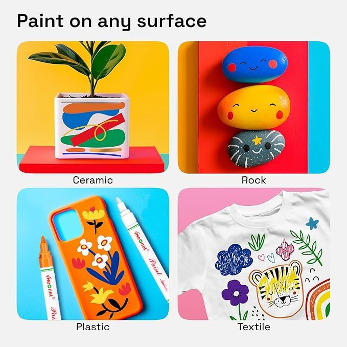 Pink Paint Pens marking pens Permanent Markers - 6 Pack Oil Based Waterproof Markers for Tire, Rubber,Wood, Rocks, Metal, Canvas,Plastic, Dark Surface,Craft office Supplies,Medium Point