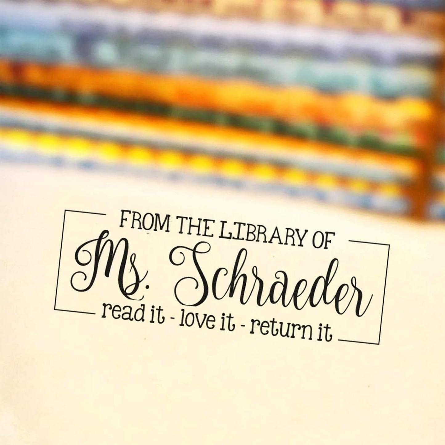 Custom Self-Inking Teacher Stamps | 49 Designs | Fun Phrases | Grading Made Easy | Classroom and Library Book Stamps (From The Library of - Read, Love, Return, Large)