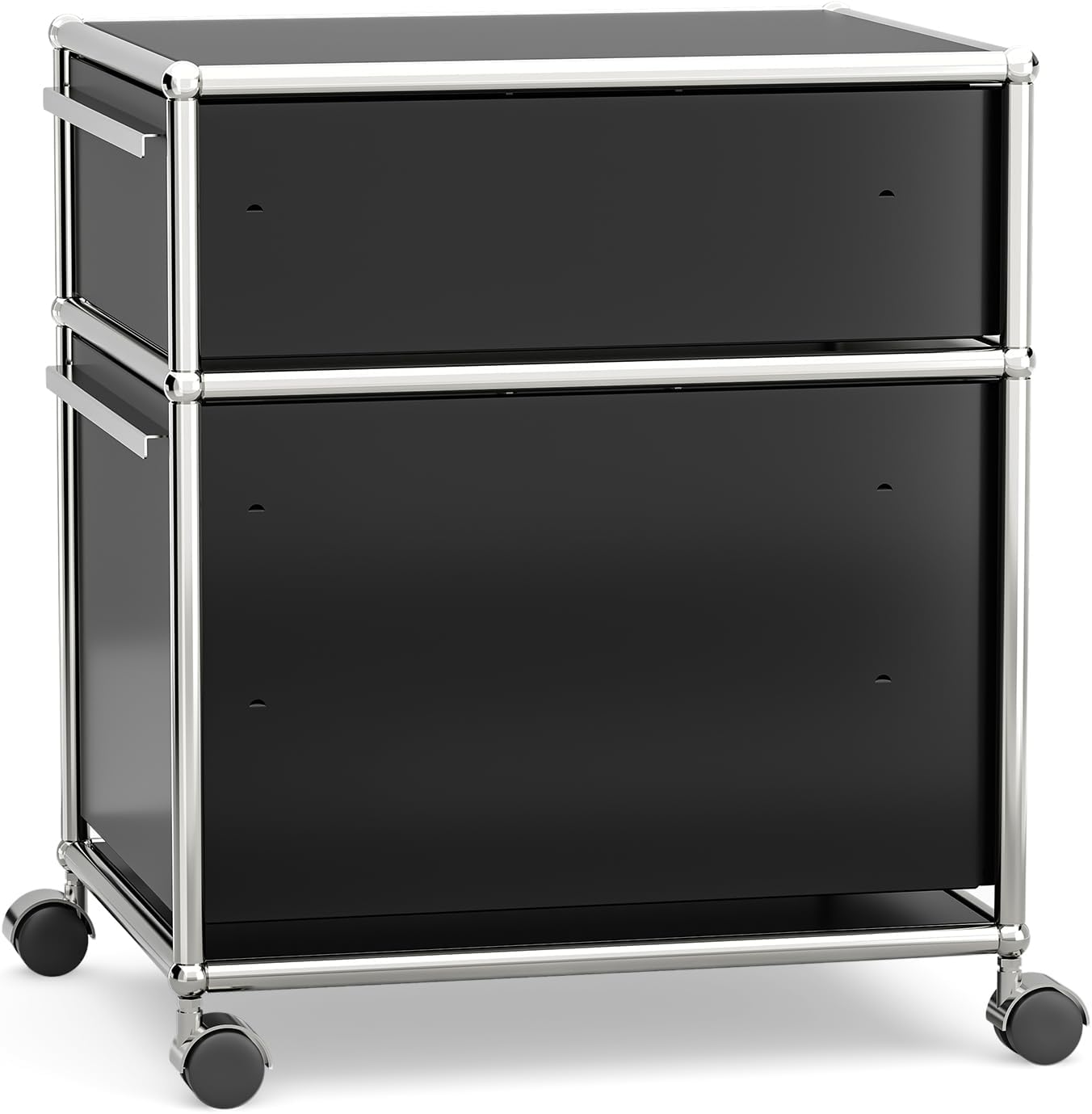 Steel Mobile File Cabinet for Office & Home with 360° Silent Wheels, Smooth Drawer Slides, Large Capacity, Waterproof and Rust-Proof, Stylish & Durable Storage Cabinet (2 Drawer, Black)