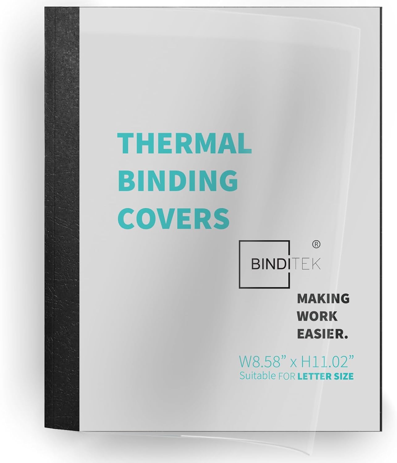 Binditek 20 Pack Thermal Binding Presentation Covers, 3/16 Inch Spine, Holds 40 Sheets, Ultra Clear Front Cover, Black Paper Back Cover, Letter Size, for Students and Coworkers