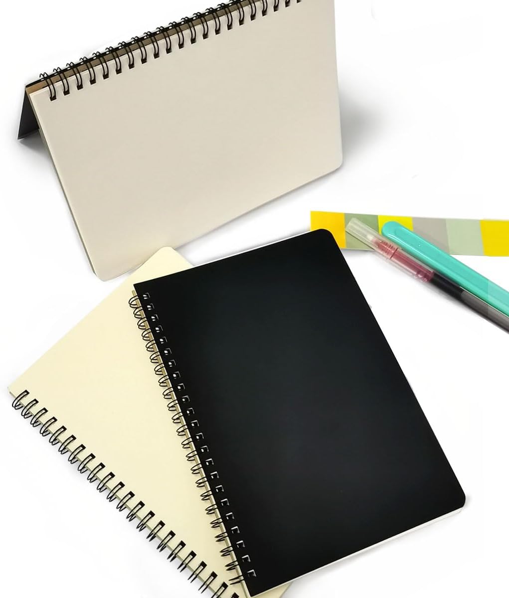 Spiral Notebook, Journal Notebook, 3Pack, Blank Paper, 6” x 8.2”, Black