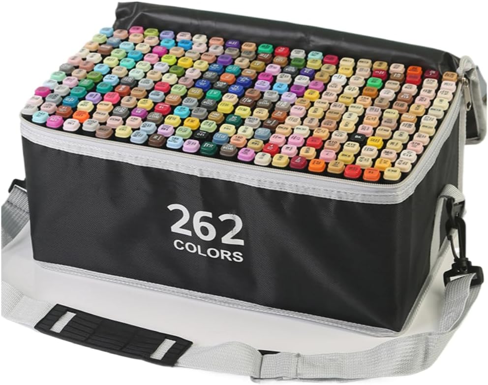 262-Color Dual-Tip Alcohol Markers Set with Shoulder Bag - Alcohol-Based Art Markers for Coloring, Drawing & Sketching -Gift for Kids, Teens, Artists