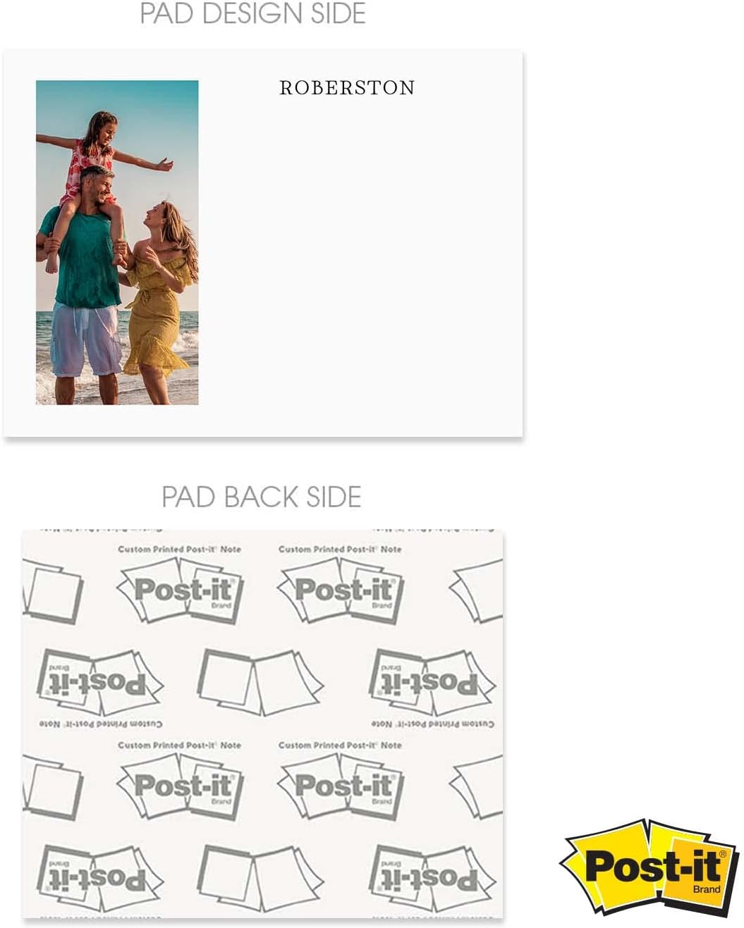 Personalized Photo Sticky Note Pads / 4" x 3" Repositionable Custom Sticky Notes / 50 Sheets Per Pad/Set of 6 / Made in USA