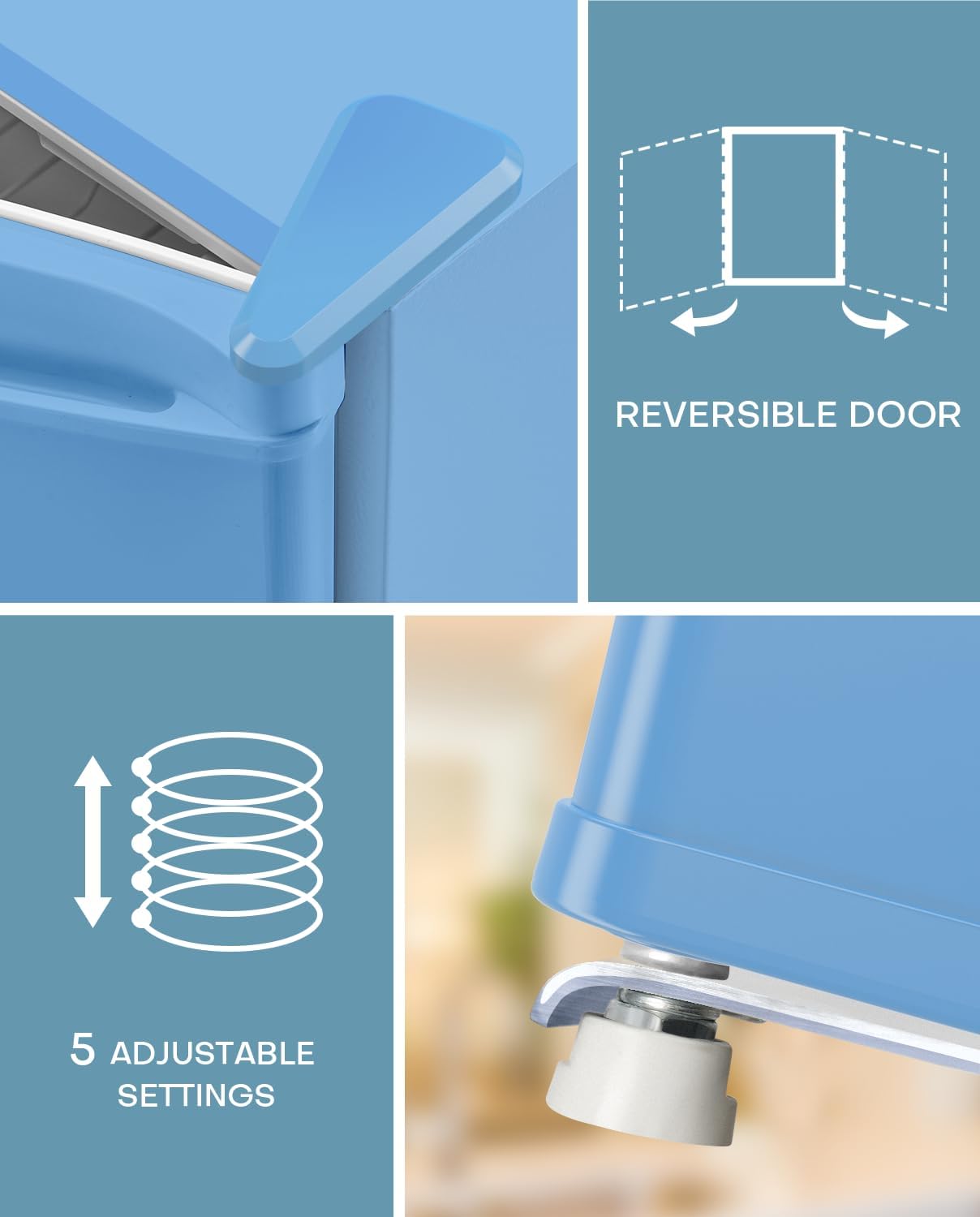 Upstreman 1.7 Cu.ft Mini Fridge with Freezer, Dorm Essentials, Adjustable Thermostat, Energy Saving, Low Noise, Single Door Compact Refrigerator for Dorm, Office, Bedroom, Blue-FR17