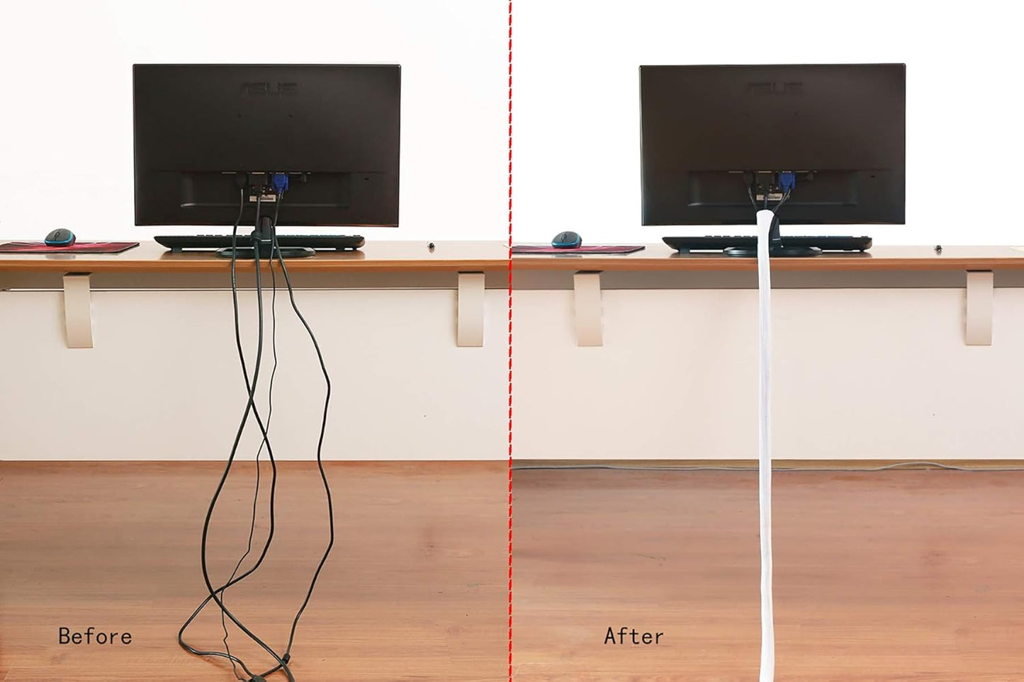 Alex Tech 25ft - 1/2 inch Cord Protector Wire Loom Tubing Cable Sleeve Split Sleeving for USB Cable Power Cord Audio Video Cable - Protect Cat from Chewing Cords - White