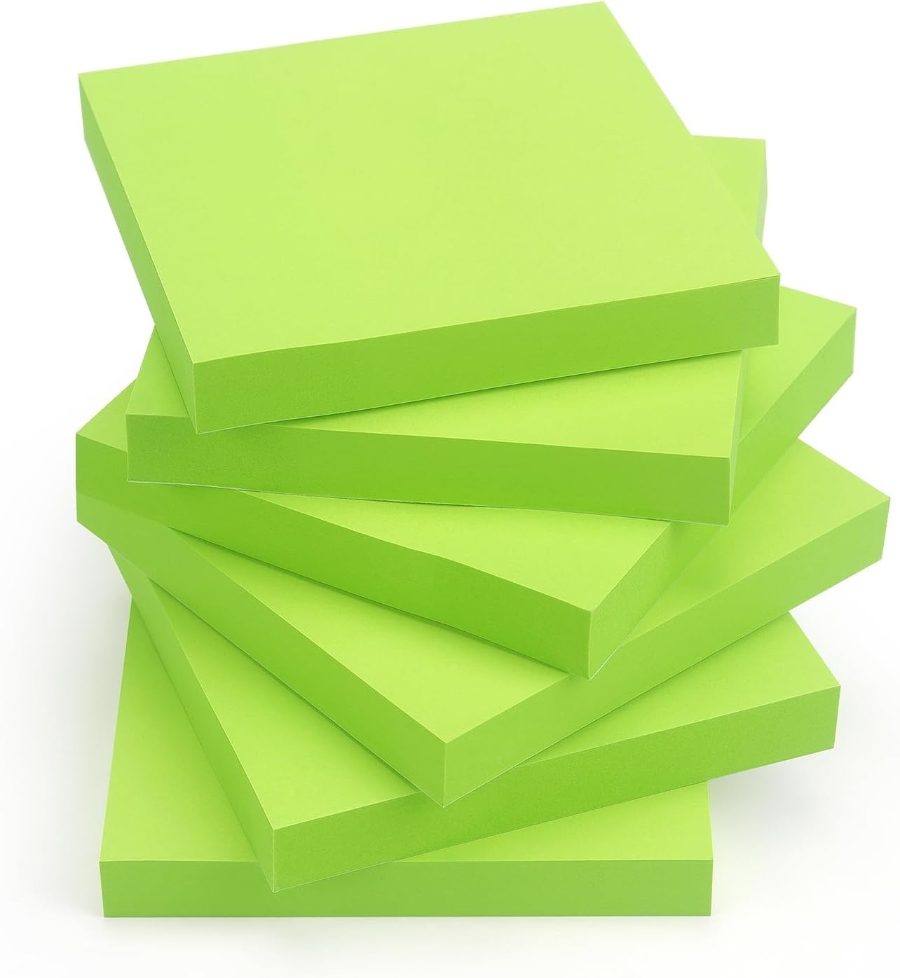 Sticky Notes 3x3 Self-Stick Notes Pads with 6 Bright Colors, Easy to Post for Office, School, Home, 6 Pads/Pack, 100 Sheets/Pad(Green)