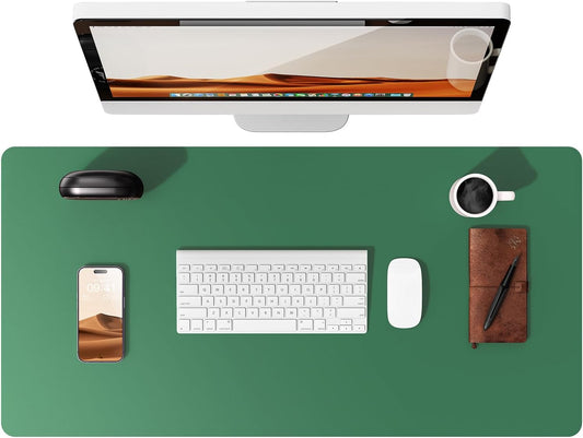 YSAGi Leather Desk Pad Protector, Office Desk Mat, Large Mouse Pad, Non-Slip PU Leather Desk Blotter, Laptop Desk Pad, Waterproof Desk Writing Pad for Office and Home (Jade Green, 31.5" x 15.8")