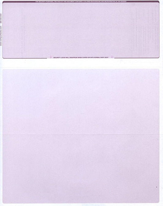 Compuchecks Check on Top Blank Check Paper - 250 Pack, Quick-Books & Laser Printer Compatible - Security Business Checks with Voucher - 8.5" x 11" Burgundy Pinstripe