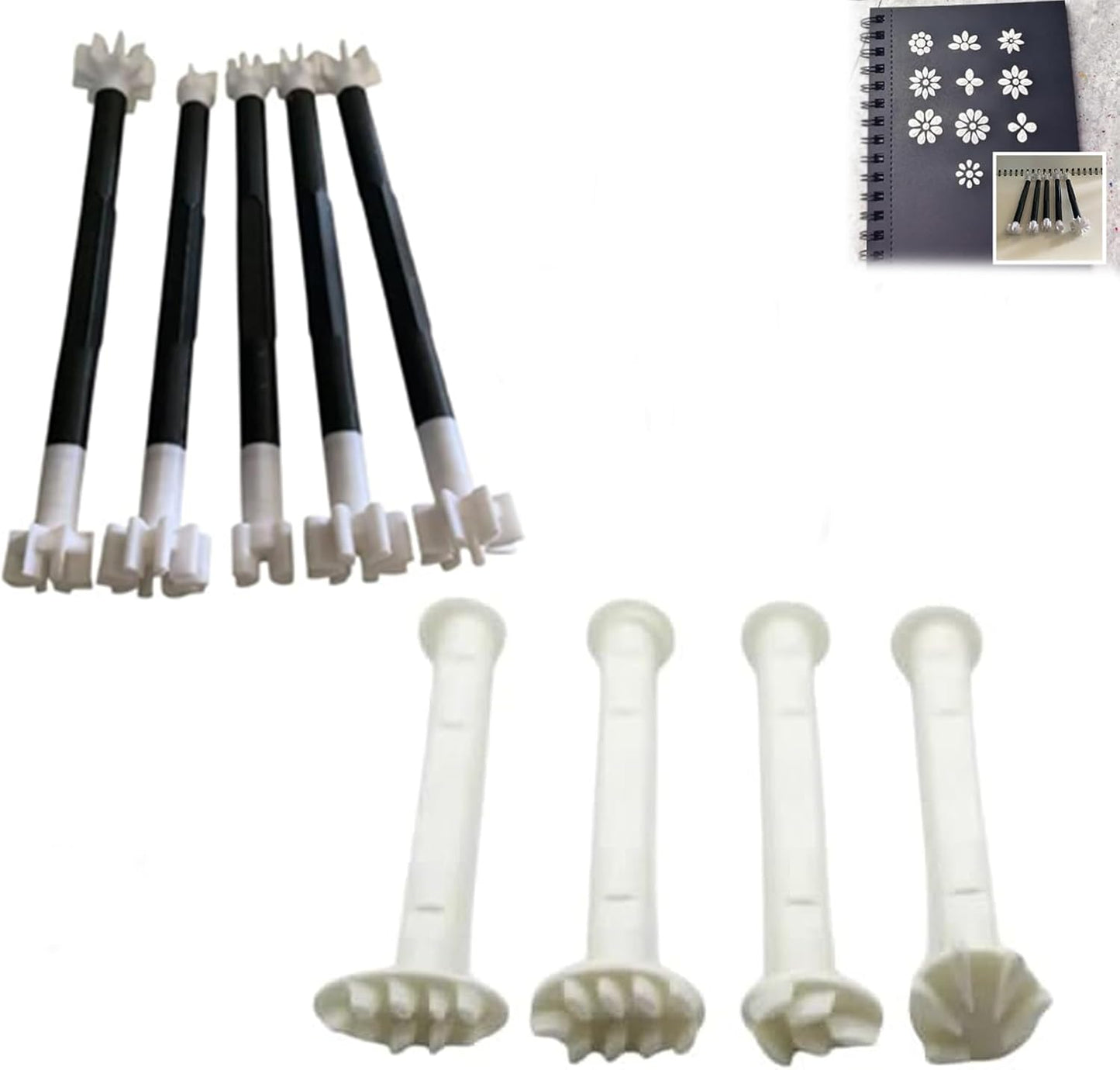 Flower Floral Dotting Tools Set: 3D Printed Stamps for DIY Graffiti. Flowers, Leaves, Cat Paw Patterns. Drawing Templates for Dot Painting. (C)