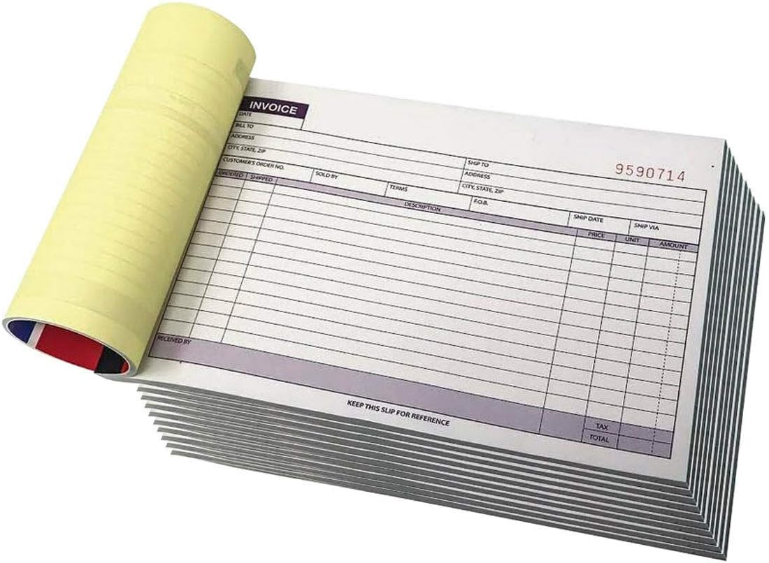 5 Pack Large Sales Order Book Receipt Invoice Duplicate Carbonless 50 Sets 5.5" X 8"5 - Horizontal
