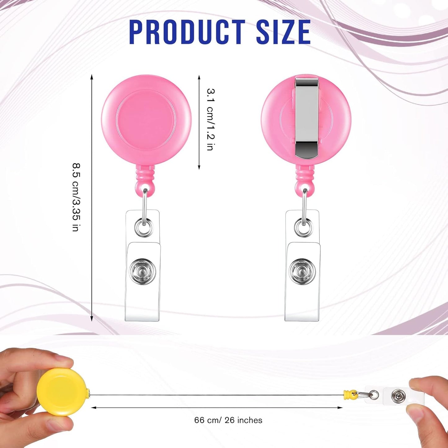 Handepo 200 Pcs Retractable Badge Reels Bulk Retractable Badge Holders with Clips ID Holder Key Ring Clip for Office Worker Students Teachers Doctor Nurse Name ID Card Holder Key Card(Colorful)