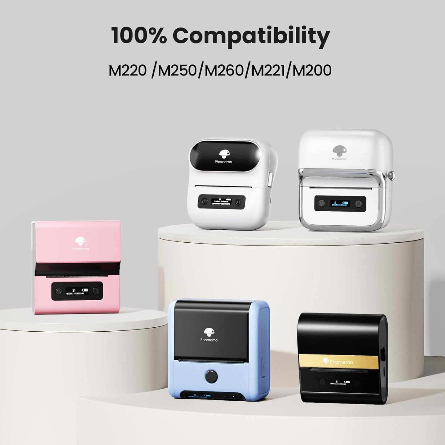 Phomemo 2.36" x 3.14" Multipurpose Labels, Premium Adhesive Mailing Address Label Compatible with M220 M200 Thermal Printer for Logo Design, QR Code, Name Tag, Inventory, 100Pcs