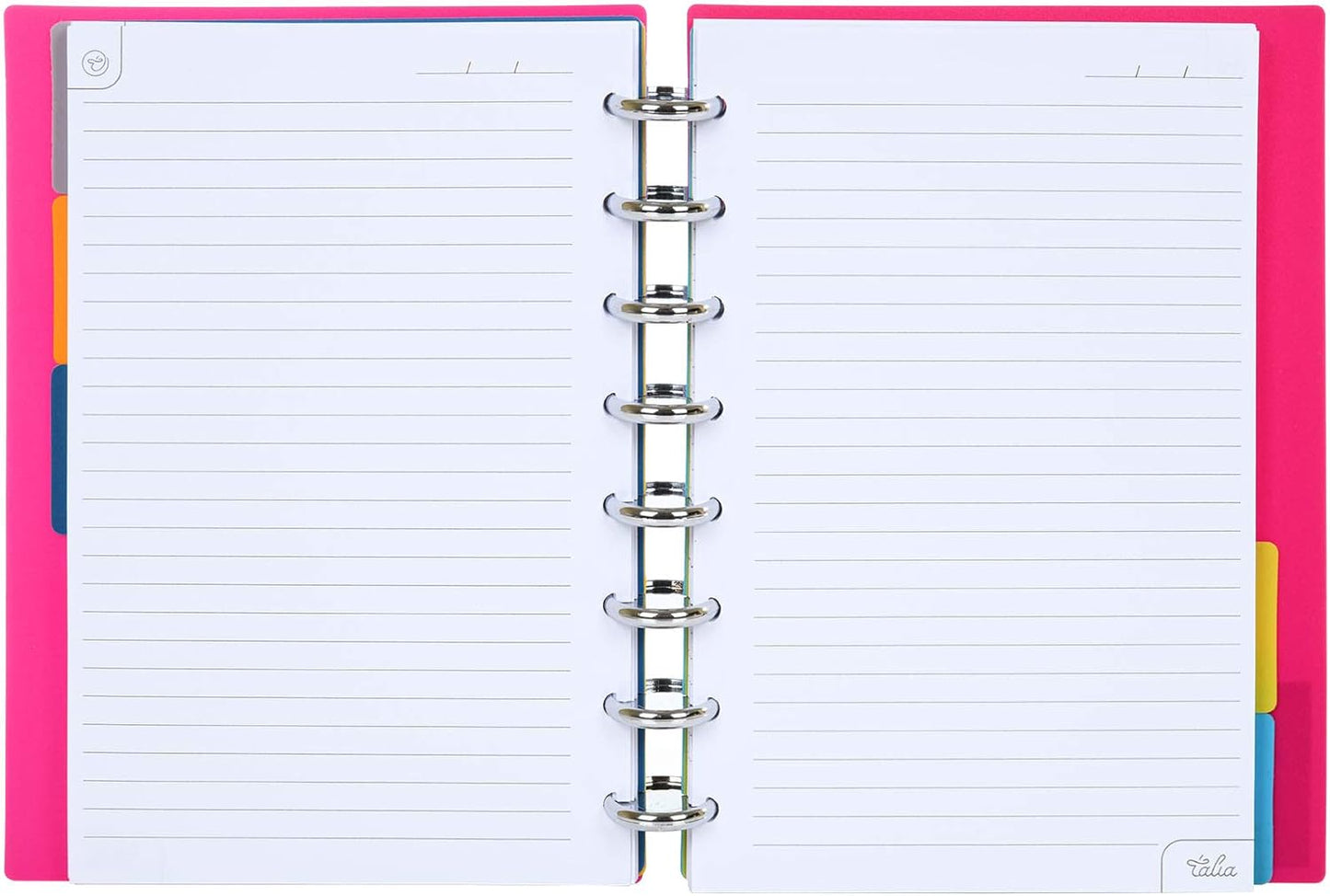 Talia Discbound Notebooks, Planner, Customizable, (y90's Pink w/Silver Discs, Junior (5.5in x 8.5in))
