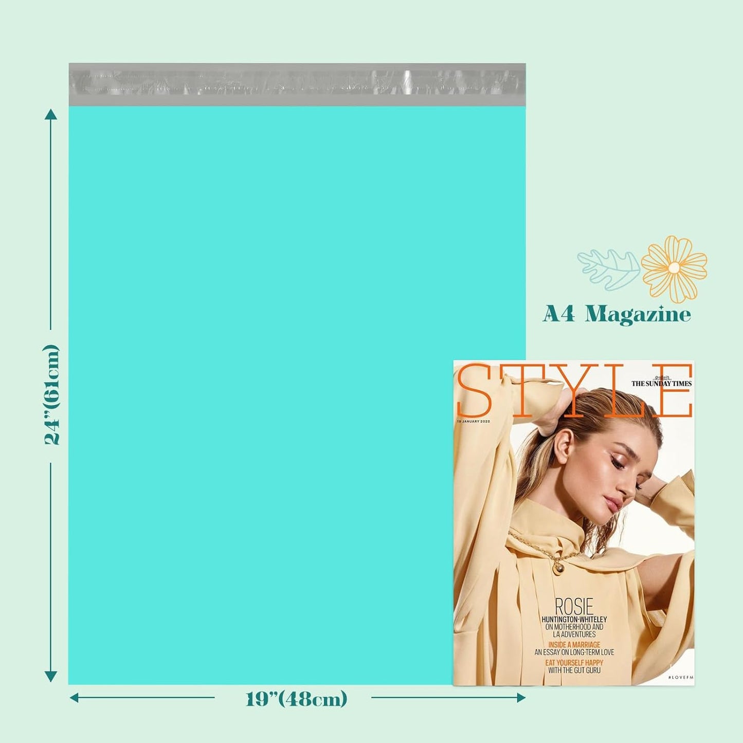 Fuxury 500 Pcs Large Poly Mailers 19x24 Inch, Bulk Shipping Bags for Clothing, Strong Adhesive Shipping Envelopes for Small Business Suppliers,Waterproof Mailers Poly Bags Mailing Envelopes Teal