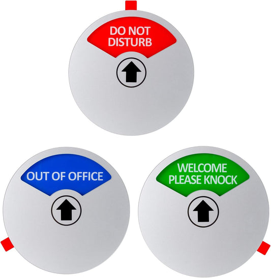 Kichwit Office Door Sign, Do Not Disturb, Out of Office, Welcome Please Knock, Privacy Sign for Offices, 5 Inch, Silver