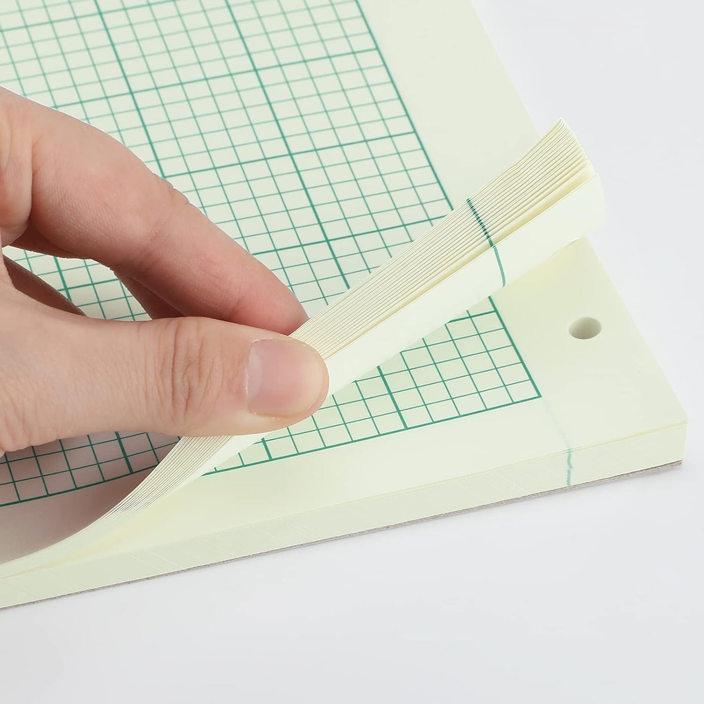 Seajan 5 Pcs Engineering Paper Notebook Engineering Computation Pad 8.5 x 11 Inches Engineer Graph Paper Notepad, 5 Squares Per Inch 3 Hole Punched Computation Pad, 100 Sheets/pack (Green)
