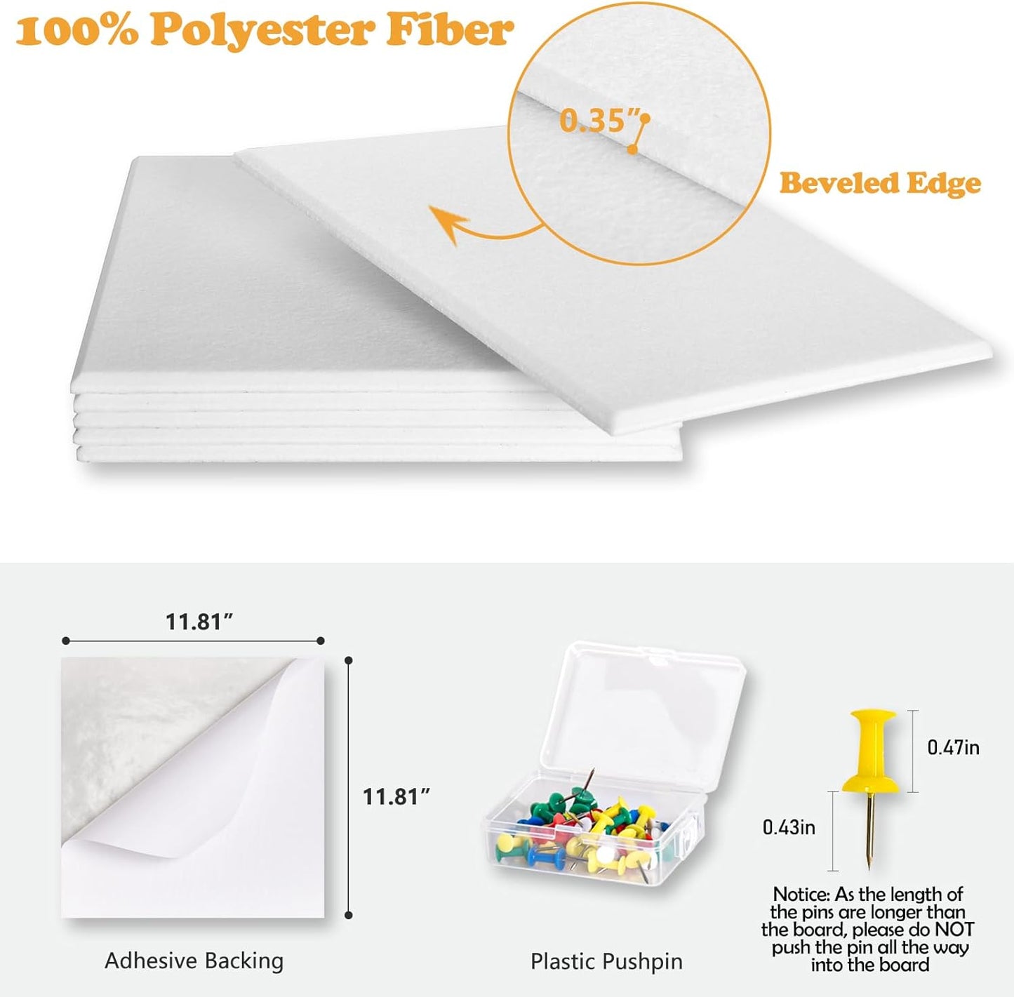 Large Cork Board for Wall with Pins, 36" x 24" Bulletin Board Self-Adhesive Pin Board | Customized 6 Packs Felt Tiles for Office Home Wall Decor, White