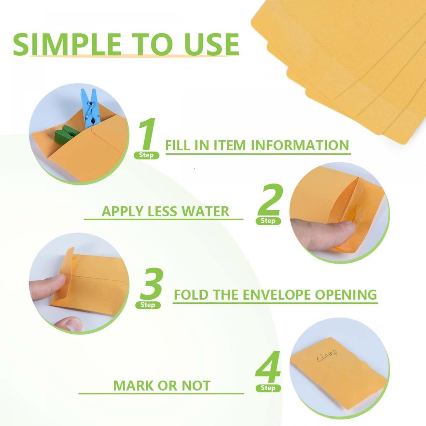 SenseYo 300 Pack Small Coin Seed Mini Tip Envelopes for Coin, Cash, Key, Seed with Gummed Flap, 2.25" x 3.5"