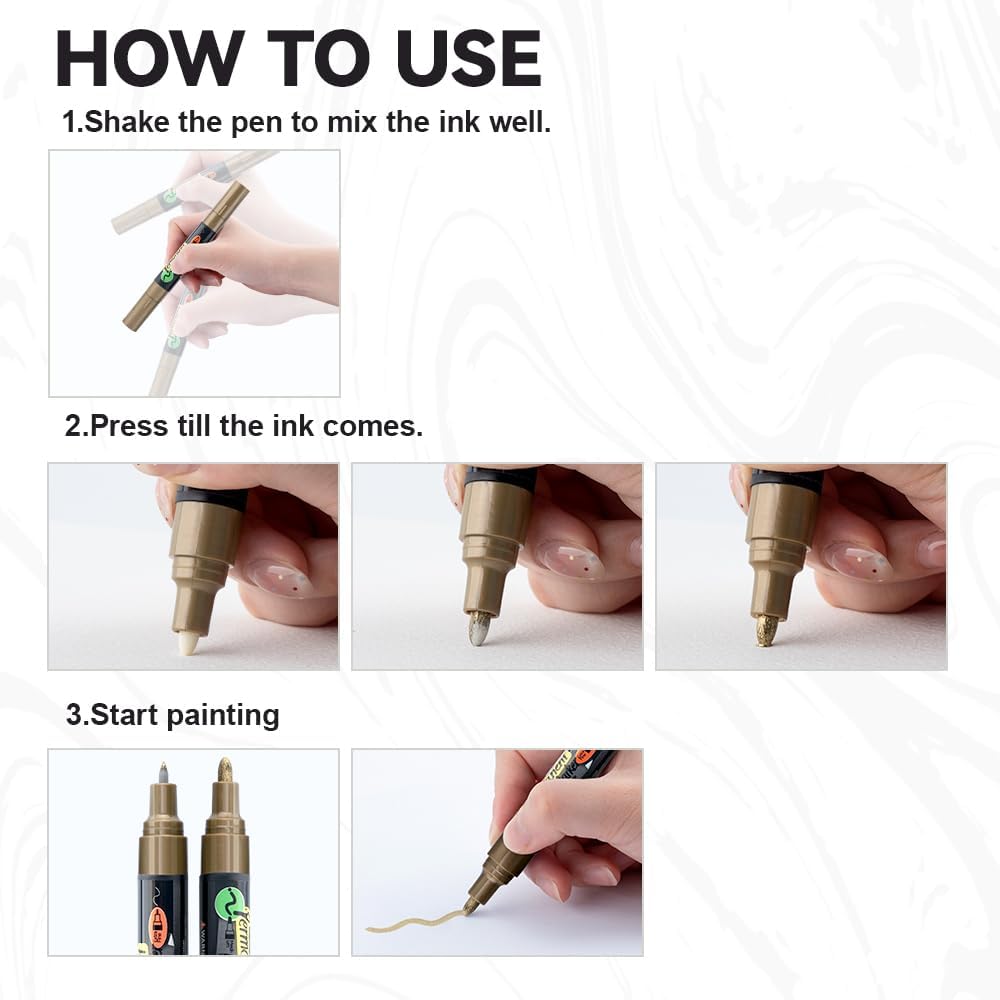 TRANSON 4 Colors Dual-tip Permanent Paint Markers Oil Based Waterproof