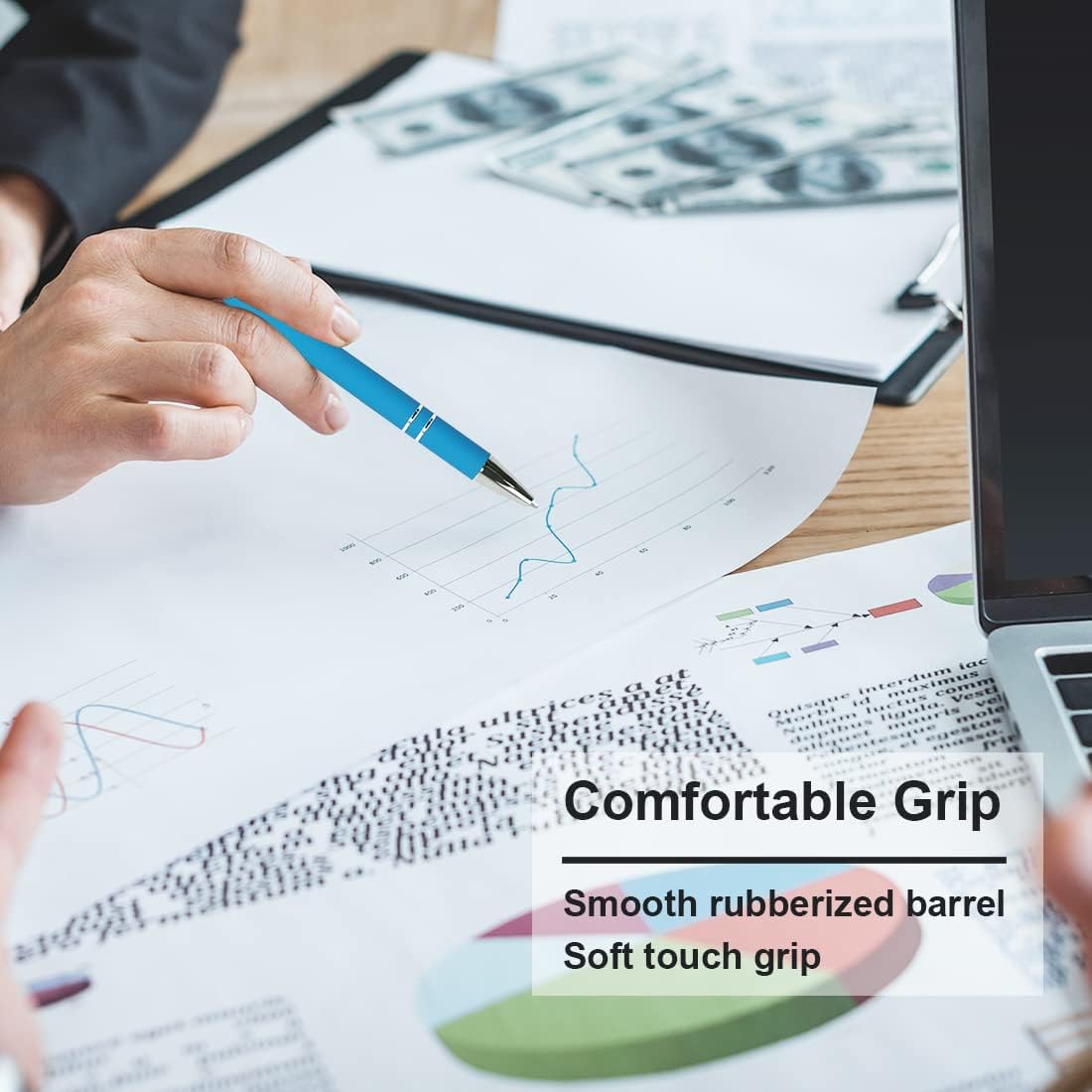 Ballpoint Pen with Stylus Tip, Soft Touch Click Metal Pen, 1.0mm Medium Point, Black Ink, 12 Count(4 Colors)