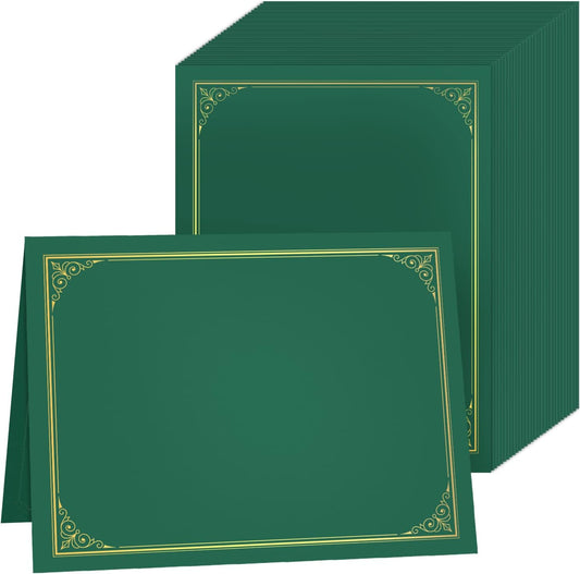 SUNEE 30 Packs Green Certificate Holders for 8.5x11 Award Certificates, Certificate Covers with Gold Foil Border