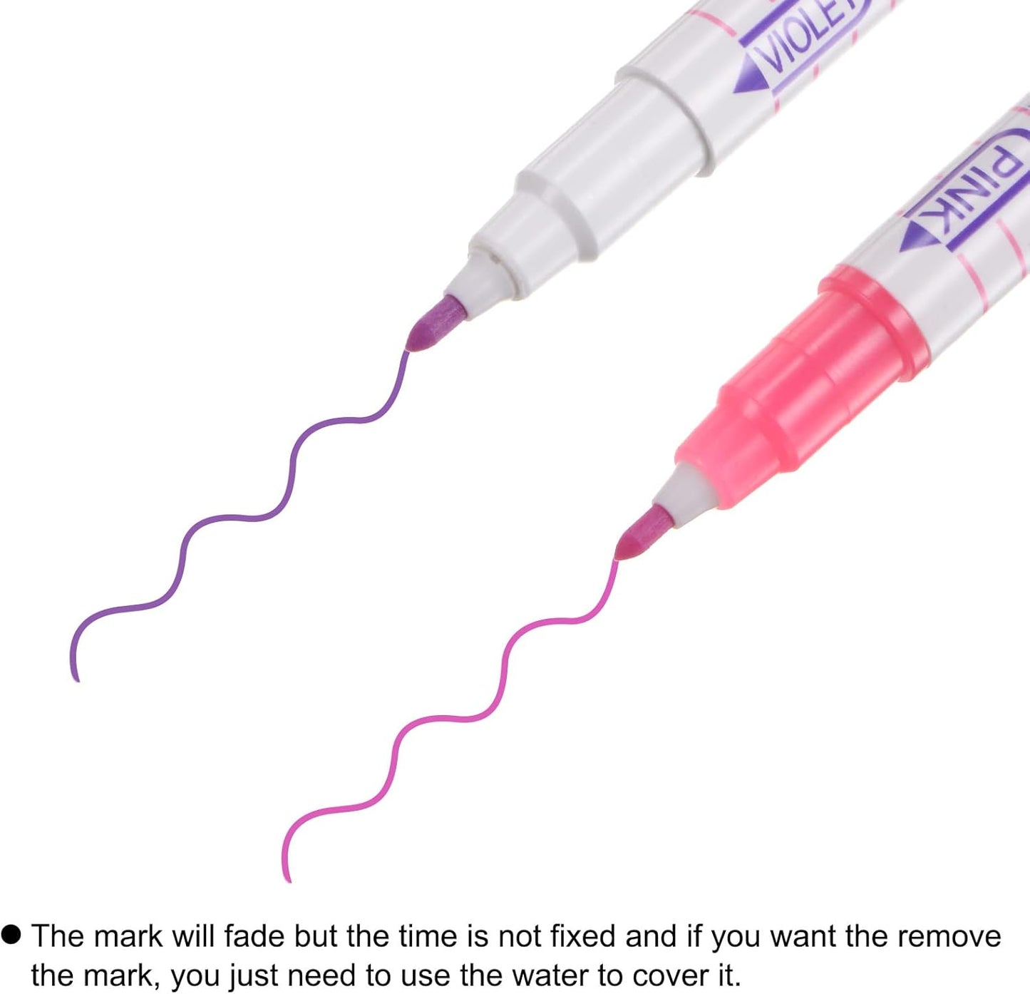 HARFINGTON 12pcs Disappearing Ink Fabric Marker Pen Double Ended Erasable Ink Fabric Sewing Marking Pens Water Soluble Ink Tailor's Pen Marking Tracing Tools for Quilting, Purple Pink