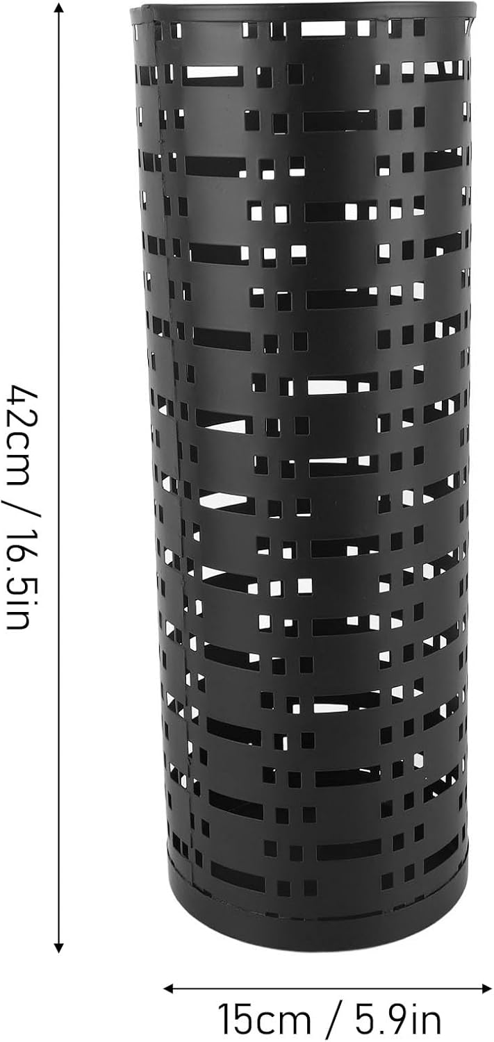 Yosoo Black Metal Umbrella Holder, Rustproof Space Saving Hollow Design, Stylish Umbrella Stand Rack for Entryway