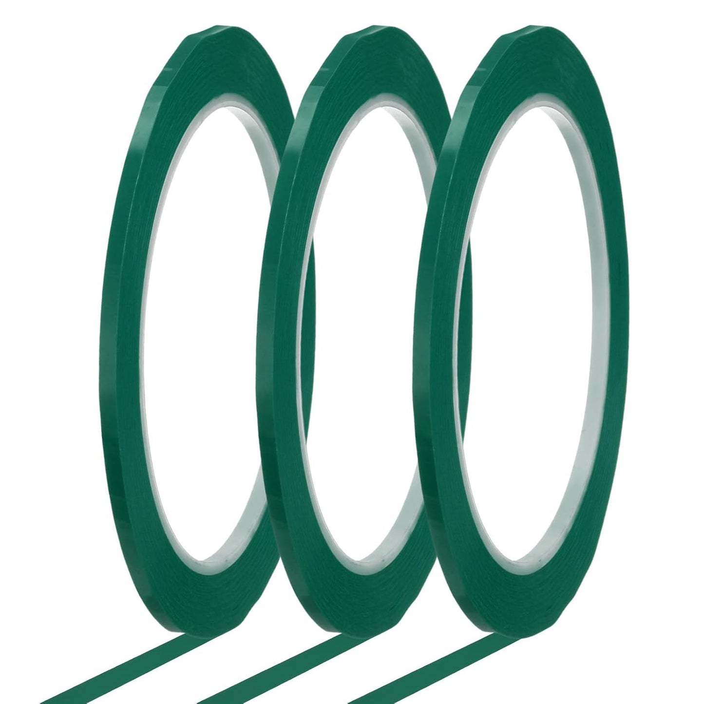 MECCANIXITY Whiteboard Tape 1/8" x 72 Yard Pinstripe Graphic Chart Line Grid Marking Tapes for Classroom Office Dry Erase Board Art, Green, Pack of 3