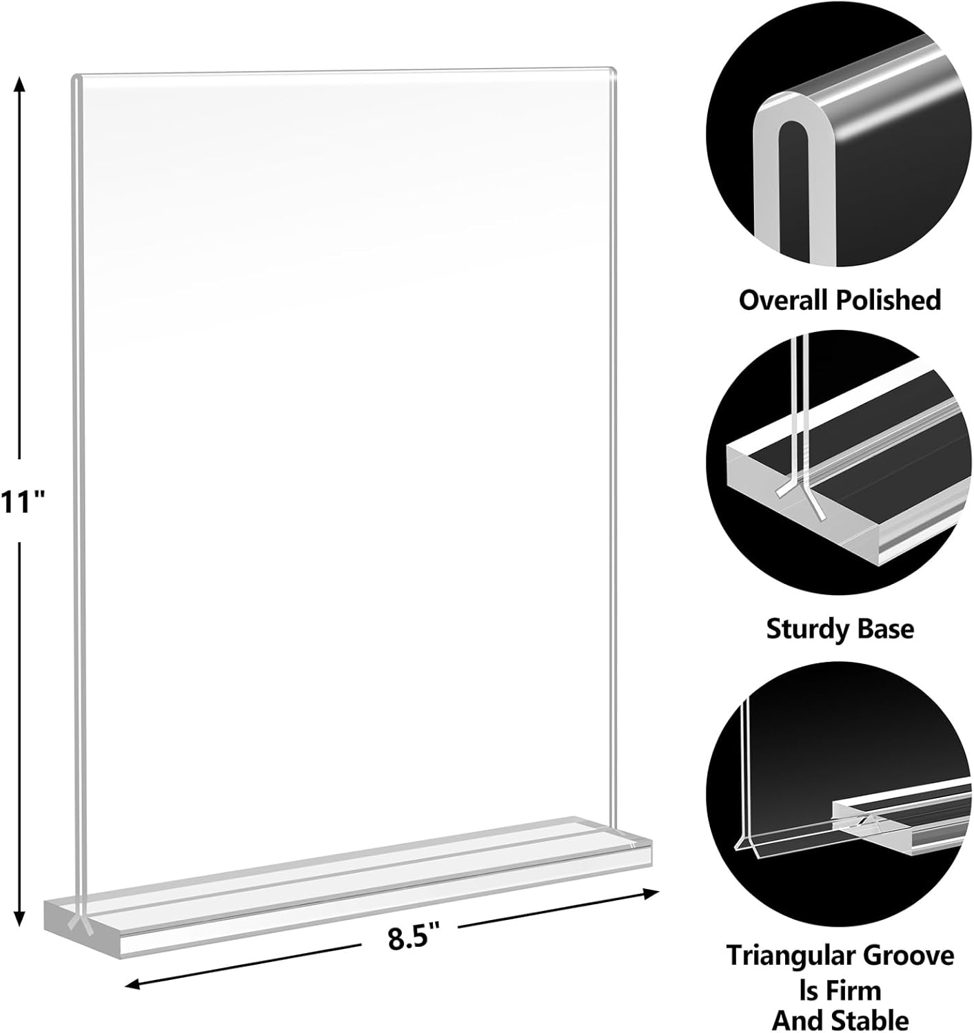 Acrylic Sign Holder 8.5 x 11, Double Sided Sign Holder Stand, Plastic 6 Pack Table Paper Stand, Vertical Menu Flyer Stand, T Shape Table Flyer Holder