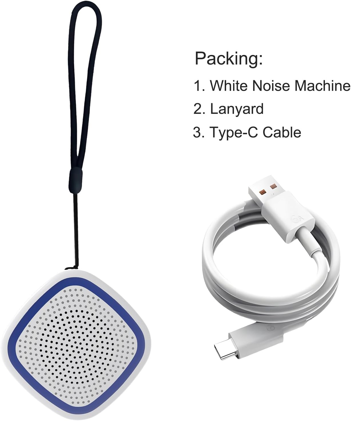 White Noise Machine,Wireless Connect Sound Machine with 36 Soothing Sounds, Sleep Machine for Adults Baby Kids，Memory Function,3 Timers,15 Volume Levels for Home, Office, Travel. (White-Blue, Small)