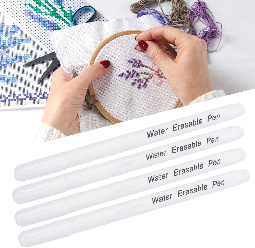 Water Erasable Fabric Marking Pens, White Single Head, Soluble Tailoring Tool for Sewing, Embroidery, DIY Crafts, 10 Pack