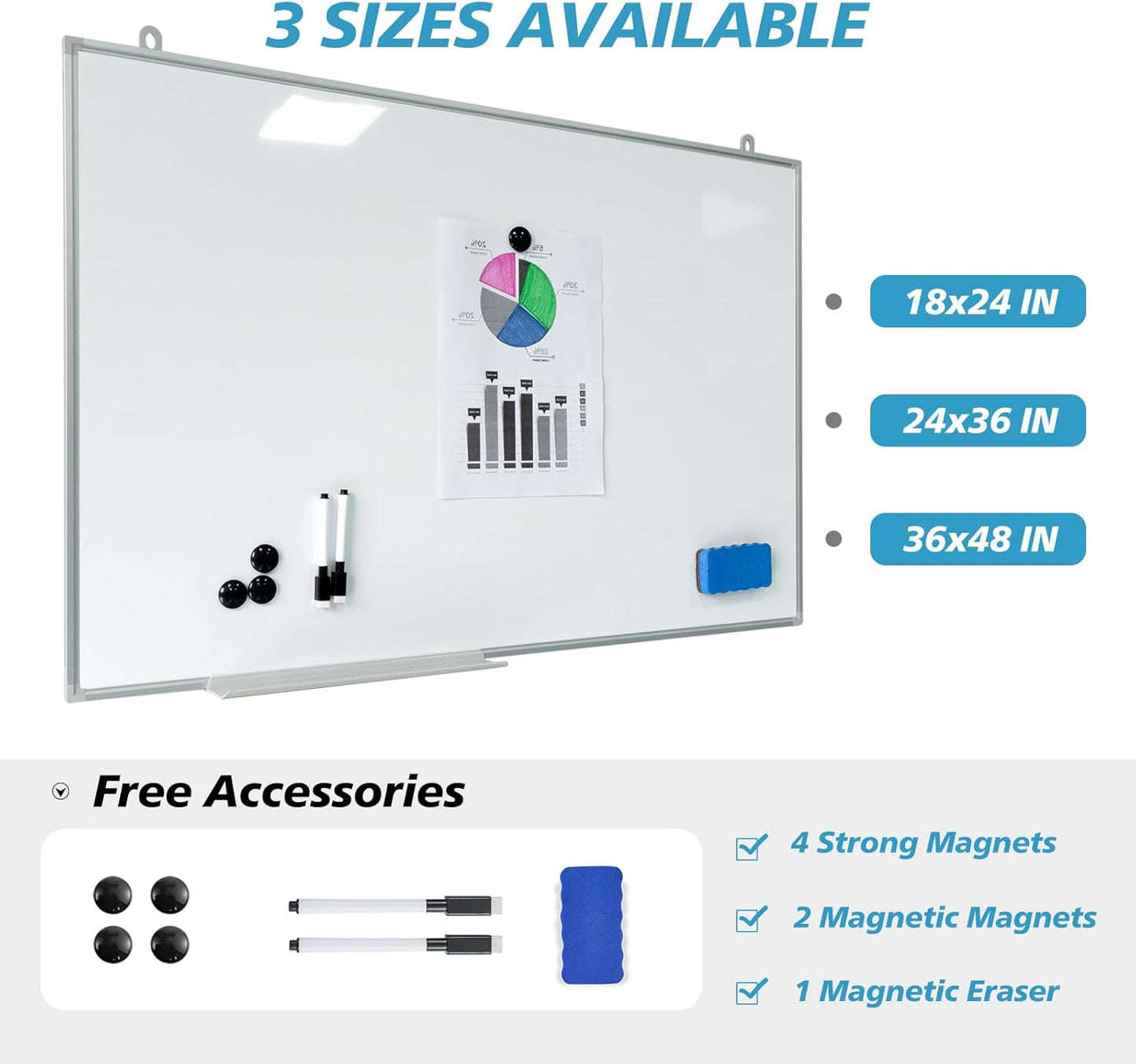 Magnetic Writeboard 36X48 Dry Erase Board Hanging & Wall Mounted Whiteboard S Aluminium Frame Message Boards for Home, School, Office, Kitchen