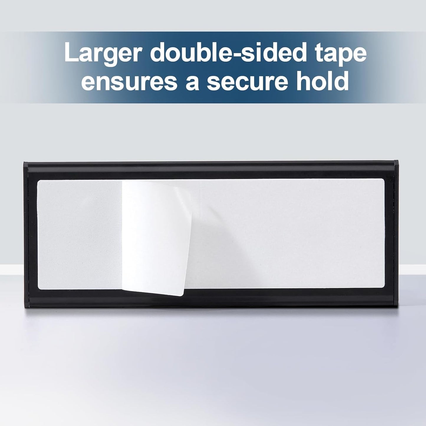 6 Pcs Office Door Signs - 8" x 3" Curved Name Plate Holders for Office, Wall-Mount Door Signs with Plastic Film and Adhesive Tape (Black)