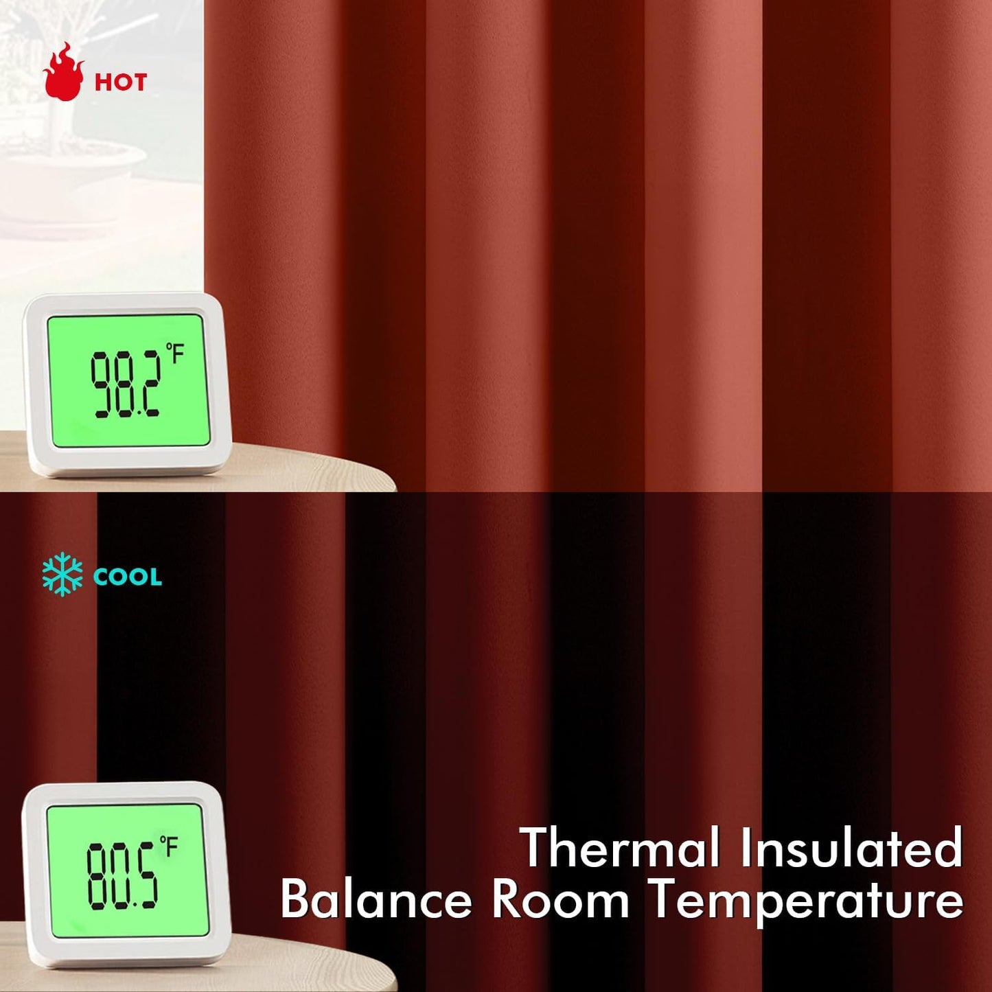 MIULEE Burnt Orange Blackout Curtains for Bedroom Living Room 96 Inches Long 2 Panels, Thermal Insulated Room Darkening Drapes Solid Grommet Top Noise Reduction Terracotta Rust Fall Window Treatments