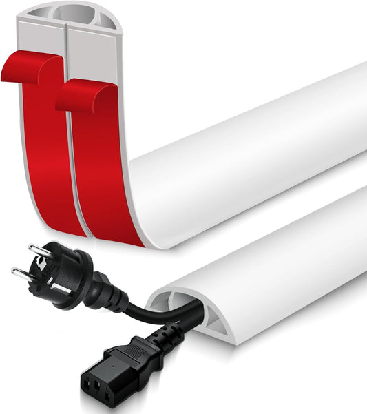 Floor Cord Cover for Wires on Floor Self Adhesive Cord Hider Floor Cable Management Wire Covers for Cords Protector Prevent Cable Trips Cord Cavity W 0.51" x H 0.31", White, 20Ft