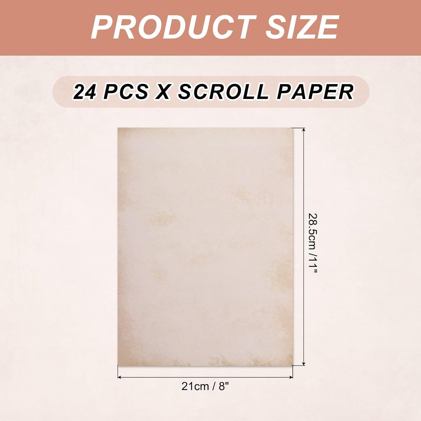 MECCANIXITY 24 Sheets Vintage Cotton Paper Printer Edge Paper Thick 120 GSM, Classic for Letter Writing, Invitations, Wedding-8 x 11 Inch,Pink Red
