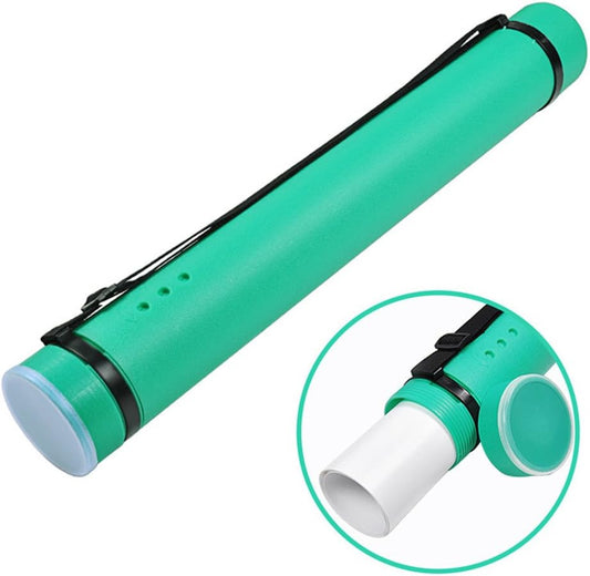 DEWEL Document Tube,Plastic Expanding Poster/Art/Document Storage Tube 24.5 to 40 inches Adjustable with Carrying Strap Waterproof and Light-Resistance Telescoping Carrying Case (Green-Large Size)