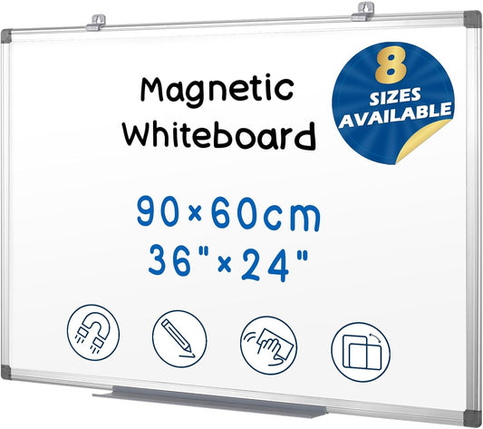 S SWANCROWN Magnetic Whiteboard 36x24 Inches Hanging Dry Erase Board, Large White Board for Wall, Planning, Displaying for Home, Office and School 2'x3'