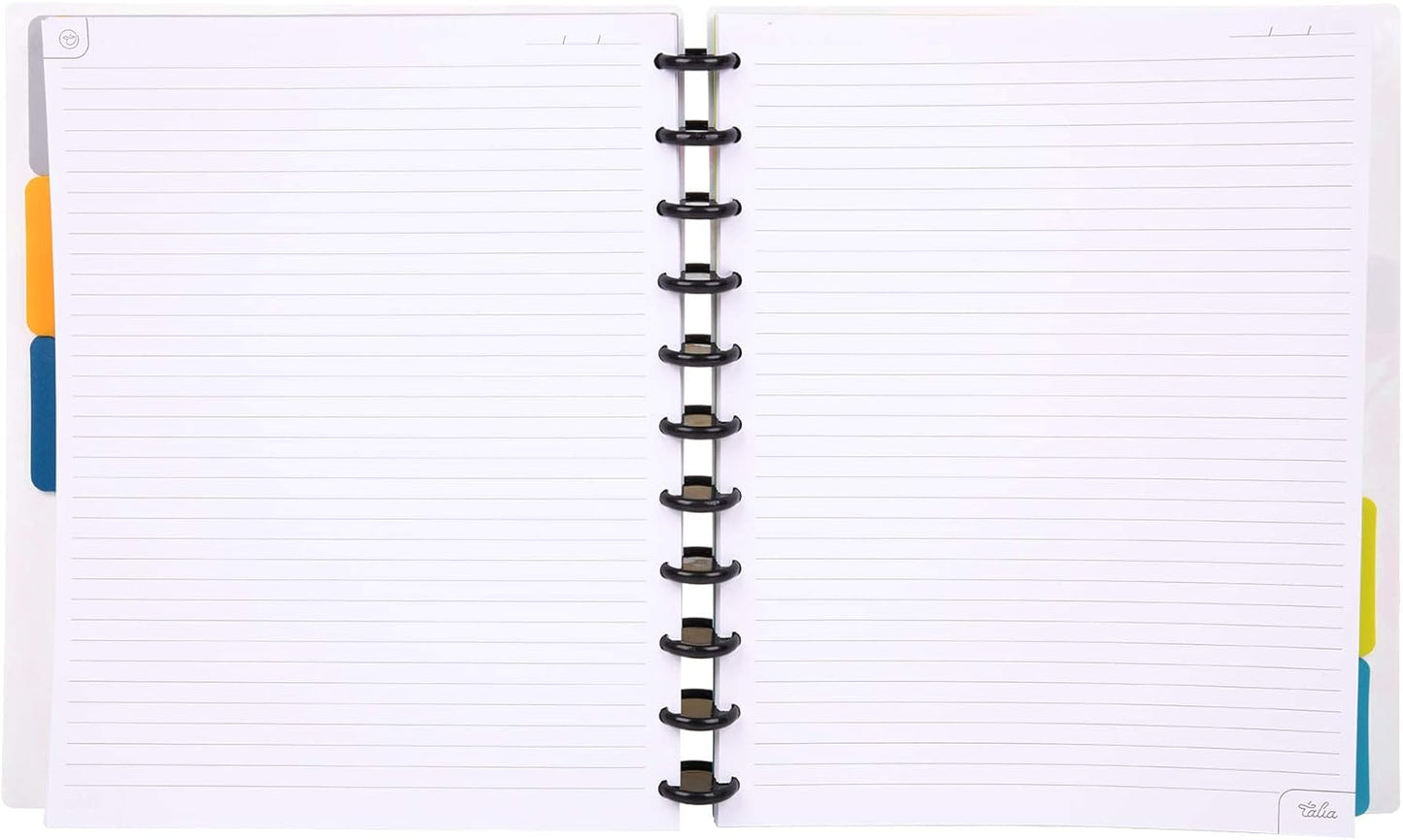 Talia Discbound Notebooks, Planner, Customizable, (xMarble Flow Taffy w/Black Discs, Letter (8.5in x 11in))