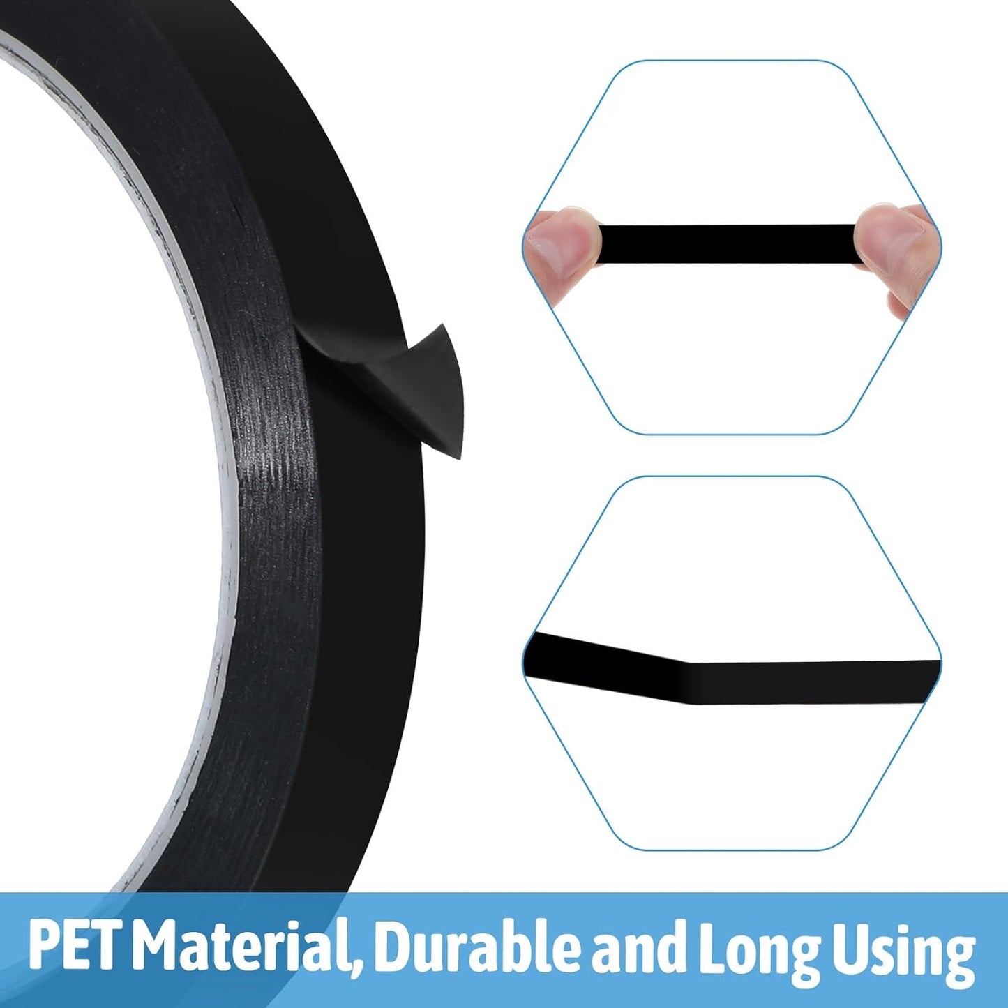 Black Graphic Whiteboard Tape 1/2 Inch X 55 Yards Self Adhesive Chart Line Tape for Dry Erase Board Chart Line Grid Marking