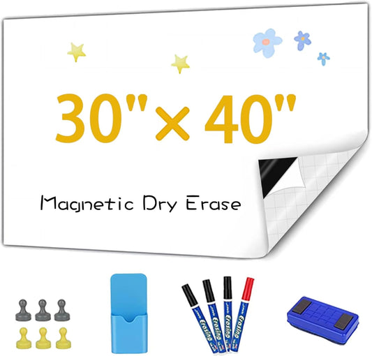 Magnetic Whiteboard Contact Paper, 30" x 40" Stick on Magnetic Dry Erase White Board Sticker on Wall, Easy to Write for Drawing, School, Office, Kitchen Fridge