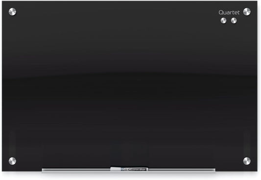 Quartet Glass Whiteboard, Magnetic Dry Erase White Board, 96" x 48", Black Surface, Infinity (G9648B)